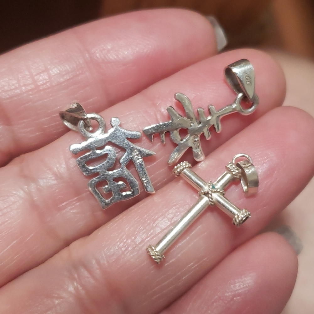 3 Stamped 925 Silver Pendants
